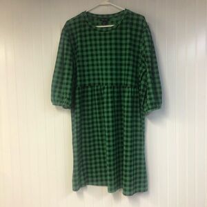 New Look Women’s Green Plaid Dress Short Sleeve Size 14